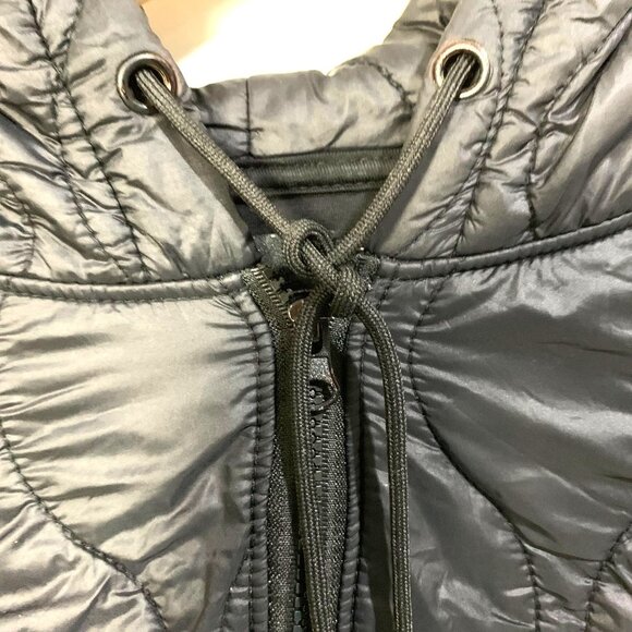 Hudson Outwear Puffer Jacket Embroidered Shark Mouth Squad Hood Zip Black Size L - Picture 5 of 12